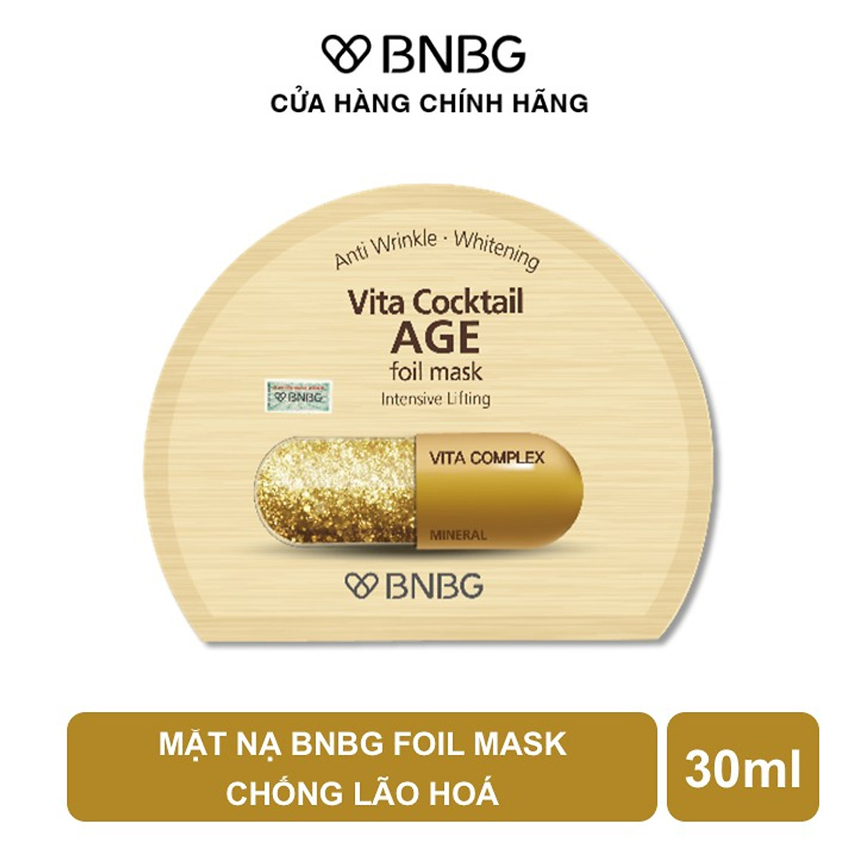 Combo 10 Mặt Nạ Chống Lão Hóa, Giảm Nếp Nhăn BNBG Vita Cocktail AGE Foil Mask 30mlx10
