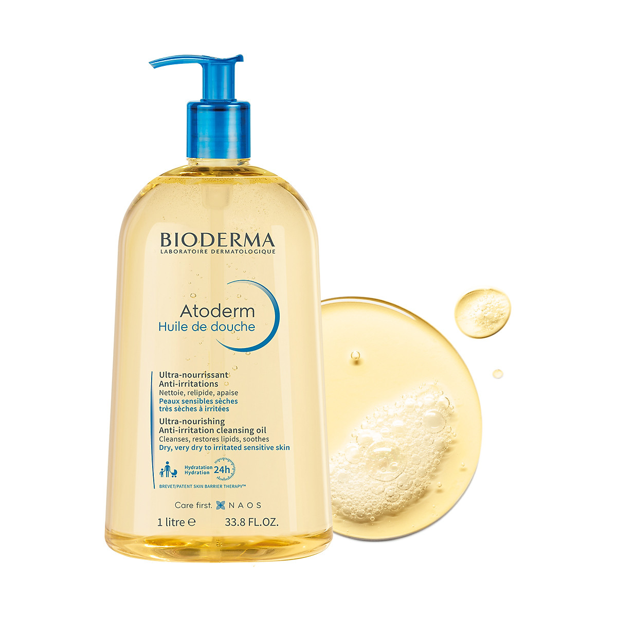 Dầu tắm giúp làm sạch, làm dịu và dưỡng ẩm dành cho da khô, da nhạy cảm Atoderm Huile De Douche 1L