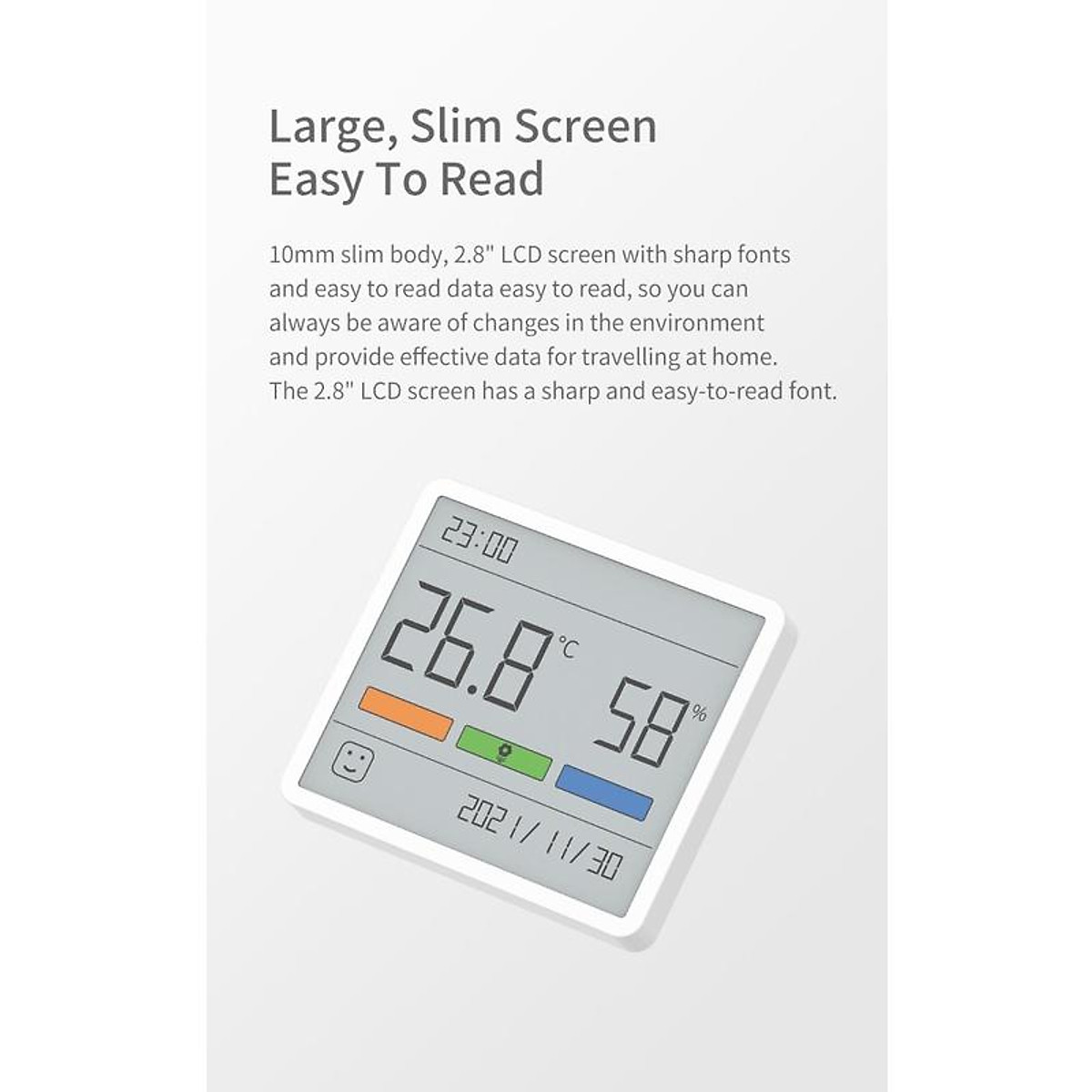 Đồng Hồ Nhiệt Kế Xiaomi Duka Atuman TH1 Màn Hình Lớn 2.8 '' Có Giá Đỡ Tiện Dụng Cho Gia Đình