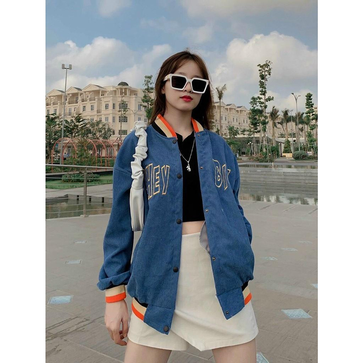 Áo Khoác Bomber , Áo Khoác Nhung Bomber Nữ Cực Đẹp Siêu Xinh Phong Cách Hàn  Quốc