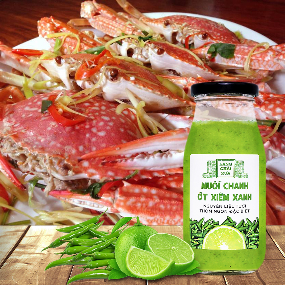 Đặc Sản Phan Thiết - Muối Chanh Ớt Xiêm Xanh Cao Cấp Làng Chài Xưa, Nguyên Liệu Tươi, Thơm Ngon Đặc Biệt, Chai Thủy Tinh 300Gr