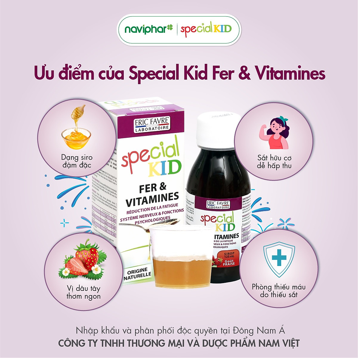 SPECIAL KID FER & VITAMINES - Siro Bổ sung sắt và các vitamin C, B2, B9, B12 - Giúp giảm thiếu máu do thiếu sắt - Nhập khẩu Pháp (125ml)