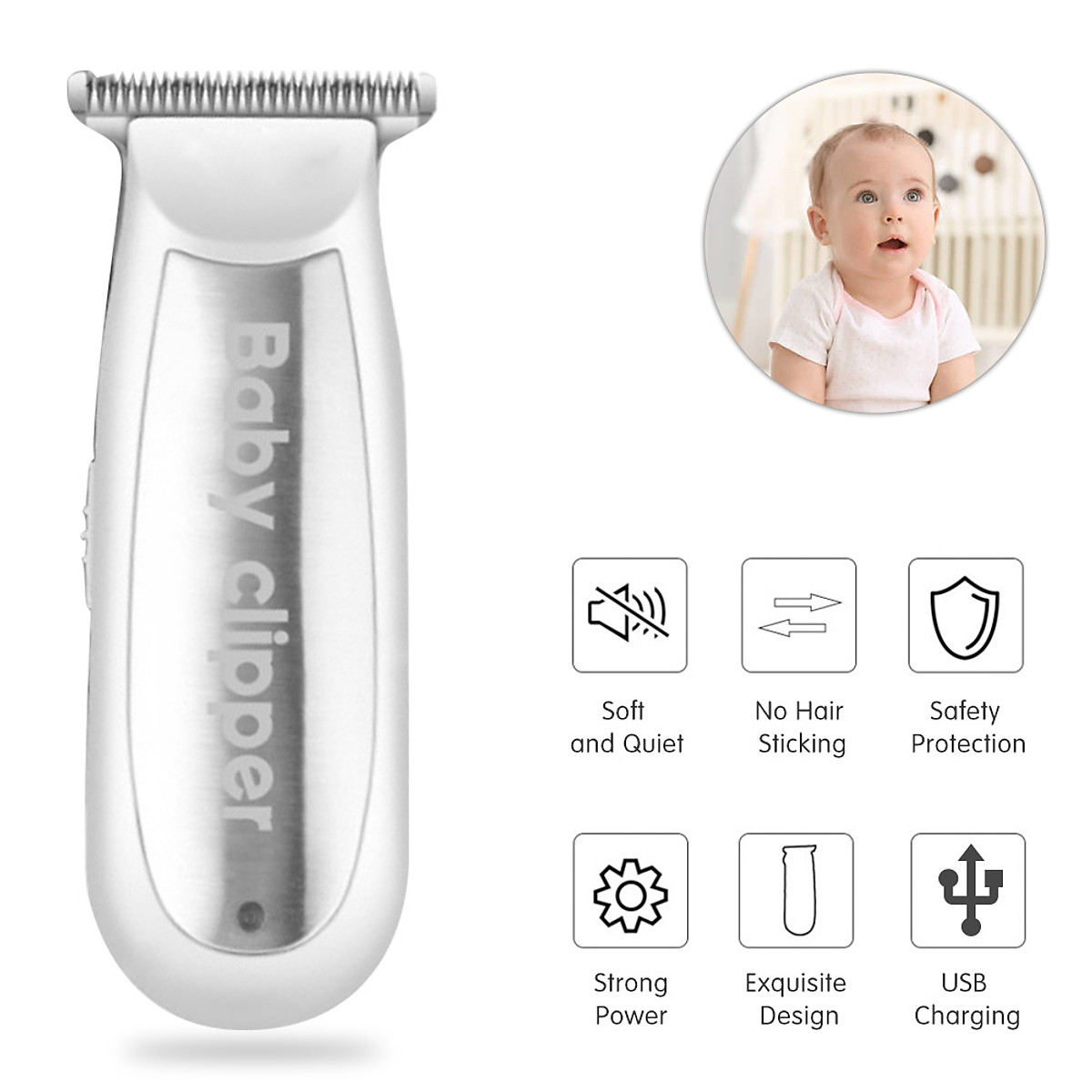 Mua Baby Hair Clippers Baby Hair Trimmer Silent Haircut Trimmers Quiet USB Baby  Shaver for Kids Infants Men and Women