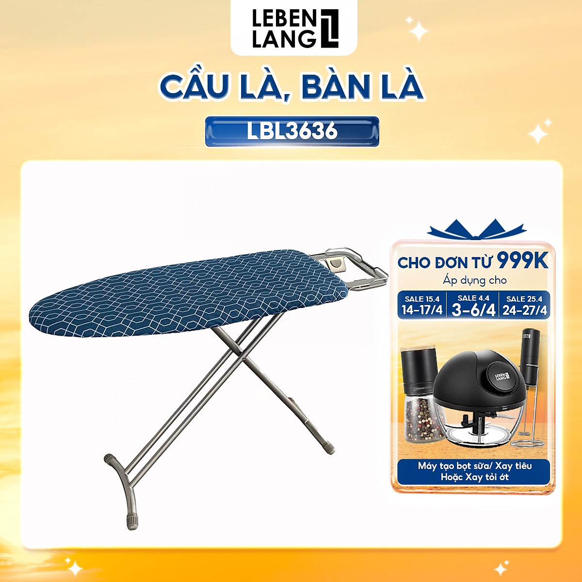 Bàn để ủi quần áo khung bằng thép Lebenlang LBB363