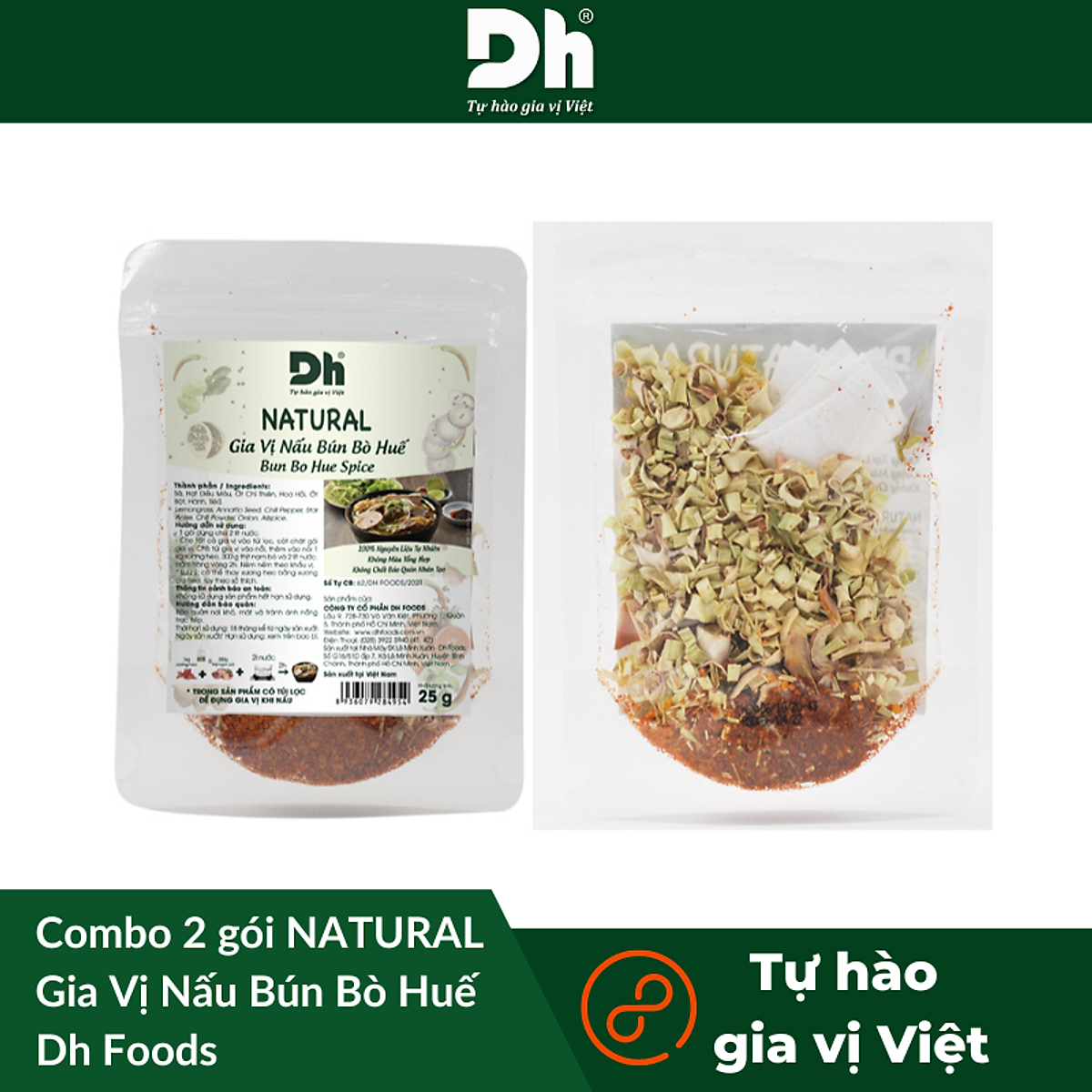 Combo 2 gói NATURAL Gia Vị Nấu Bún Bò Huế Dh Foods