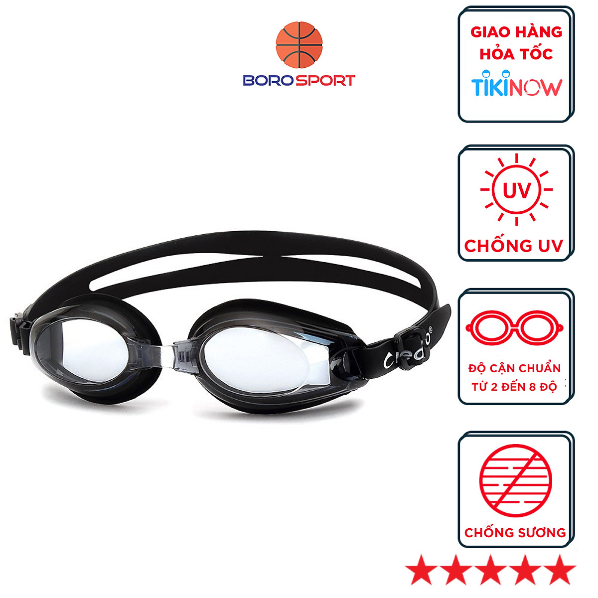 Kính Bơi Cận Từ 2 Đến 8 Độ Kính Bơi Người Cận Dây Đeo Êm Ái Đệm Mũi Dẻo Dai Chống UV Cleacco SG8100 Boro Sport