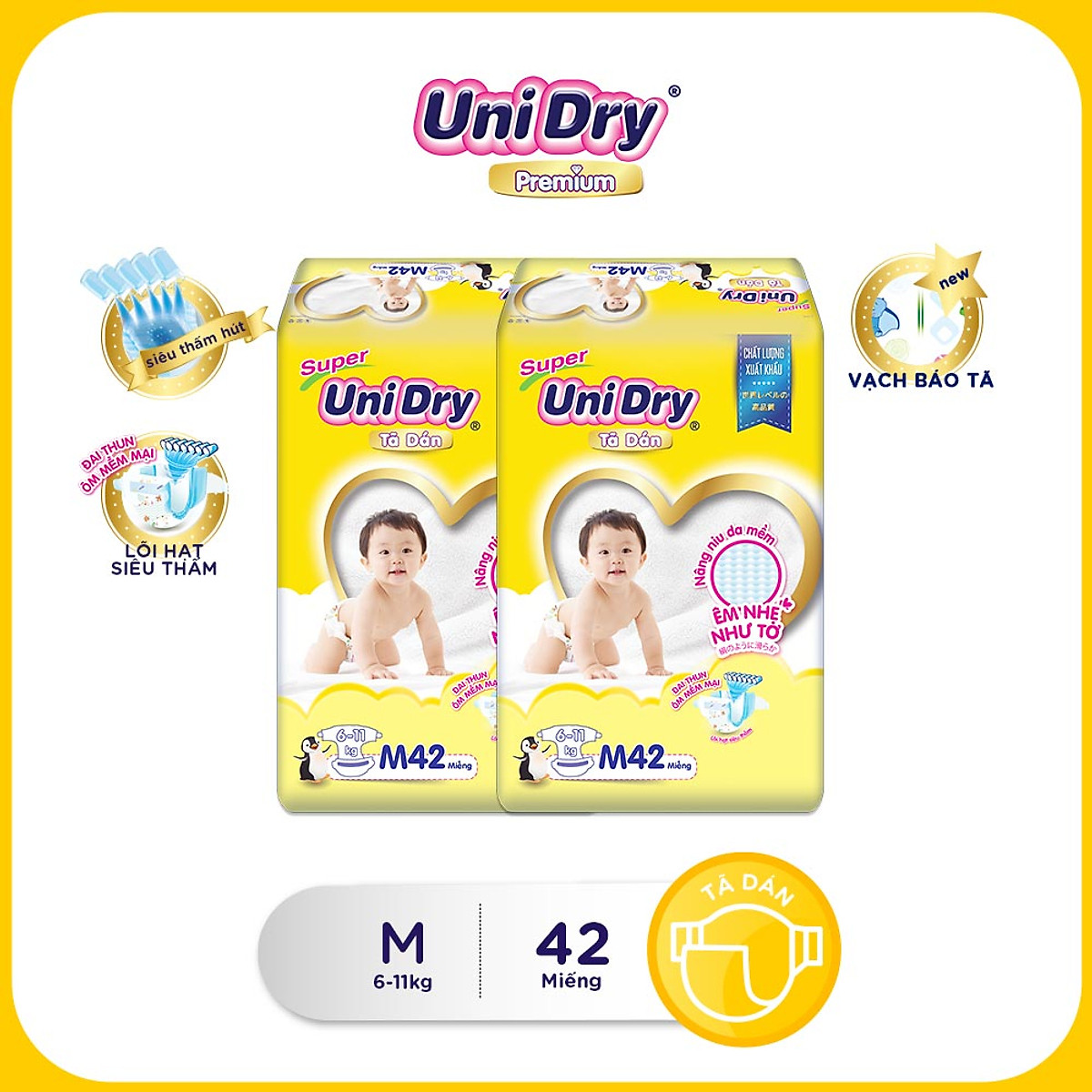 Combo 2 tã dán UniDry size M42-L38-XL34