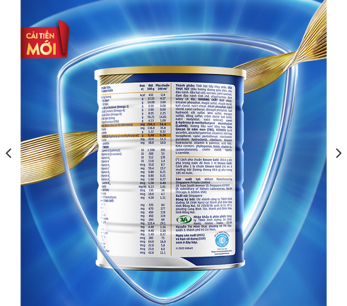 Thực Phẩm Dinh Dưỡng Y Học: Ensure Gold Vani 850g