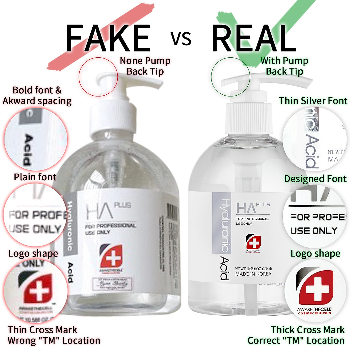 Serum HA Plus Dưỡng Ẩm Căng Bóng Giảm Nếp Nhăn Hyaluronic Acid AWAKETHECELL 300ml