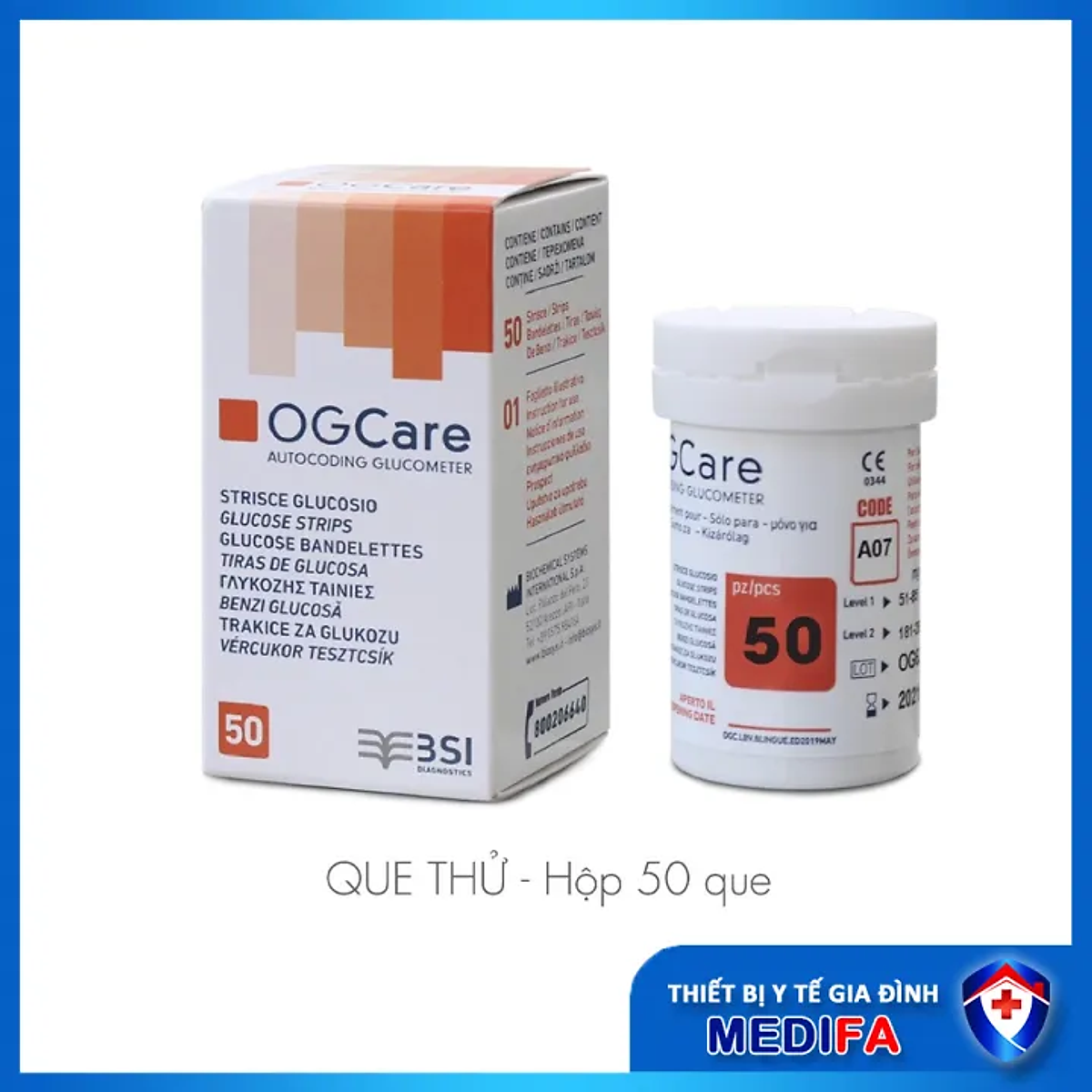 Que Thử Đường Huyết Ogcare (50 Que/Lọ) - Hàng Chính Hãng - Date xa