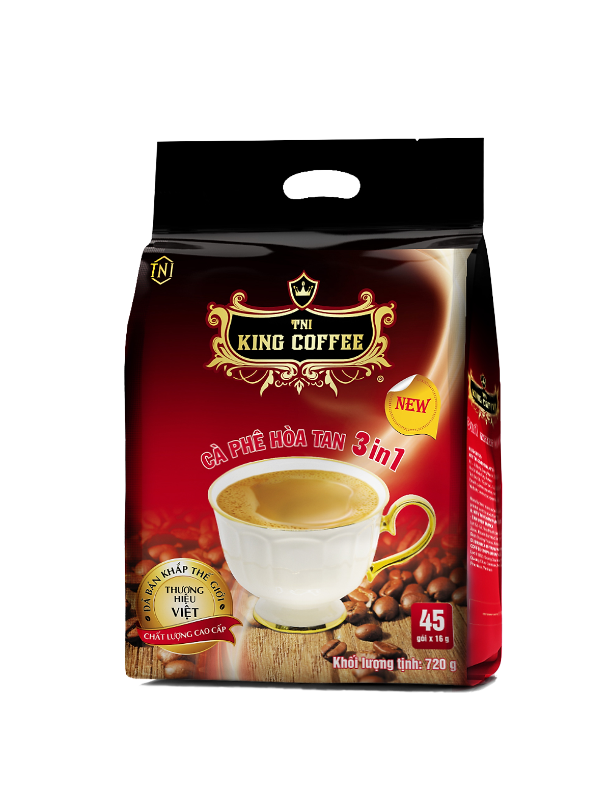 Cà Phê Hòa Tan 3IN1 KING COFFEE - Túi 45 gói x 16g