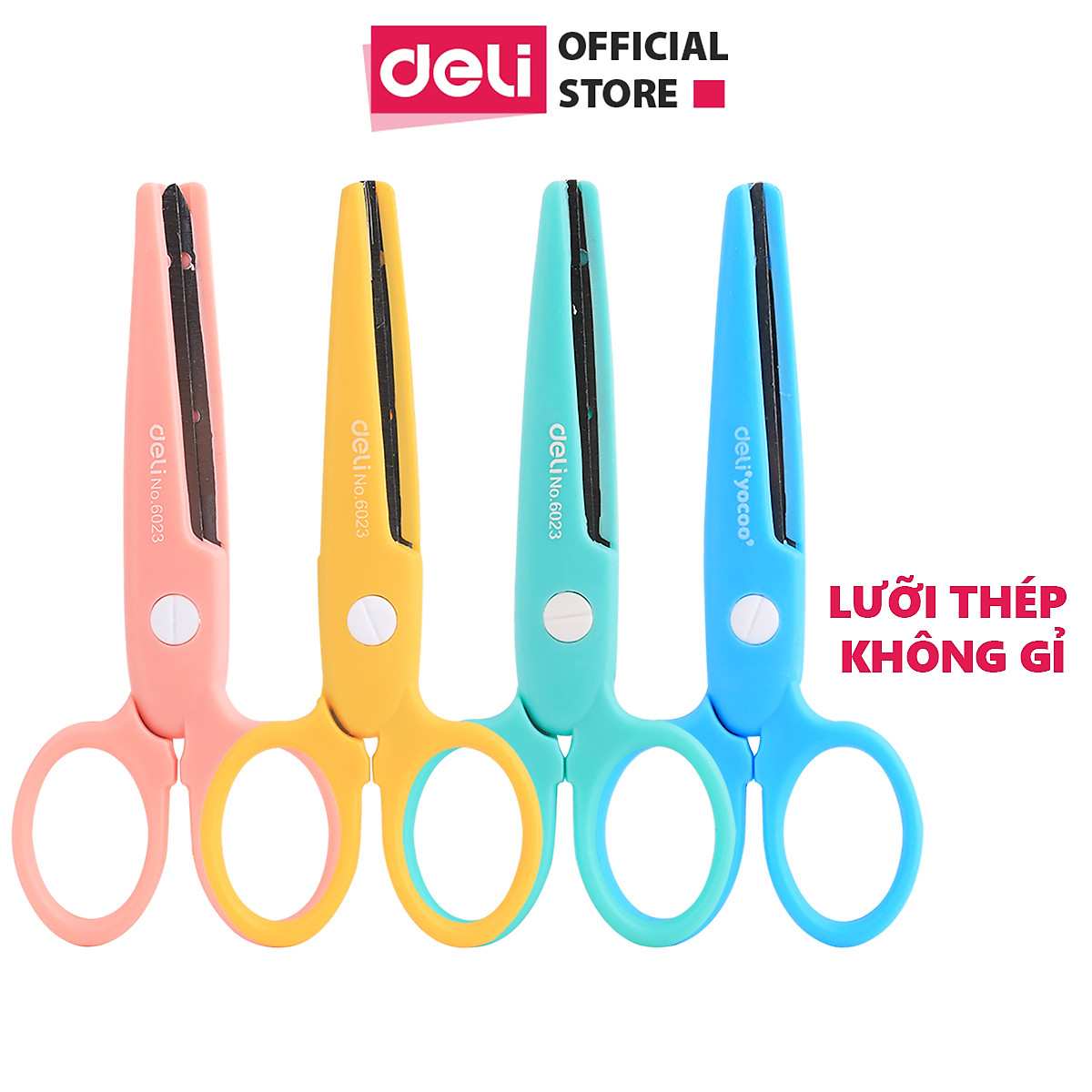 Kéo Thủ Công Học Sinh Deli, 58X134 Mm, Xanh Dương/ Hồng - 1 Cái 6023