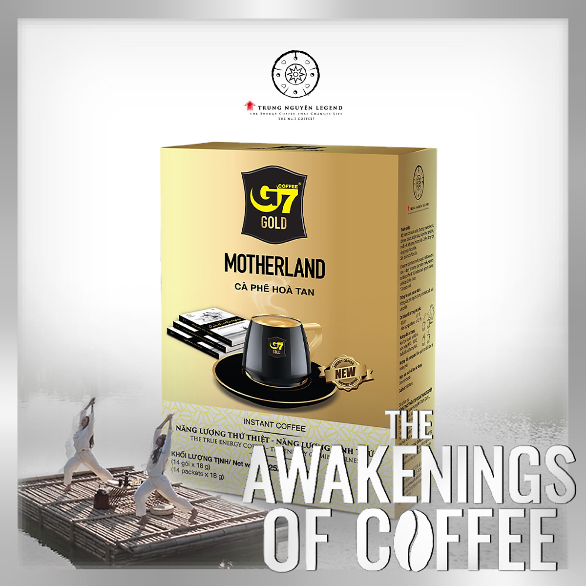 Trung Nguyên Legend - Cà phê sữa hòa tan G7 Gold Motherland - Hộp 14 gói x 18gr