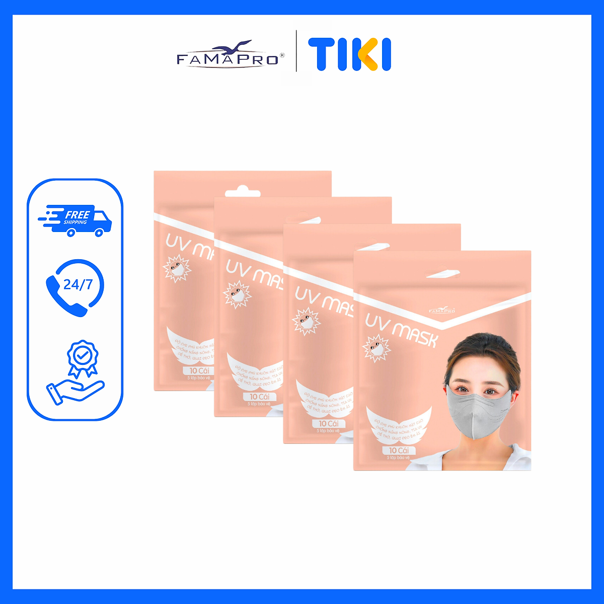 Khẩu trang y tế 5 lớp UV Famapro chống nắng hiệu quả với form rộng hơn,che chắn tốt hơn