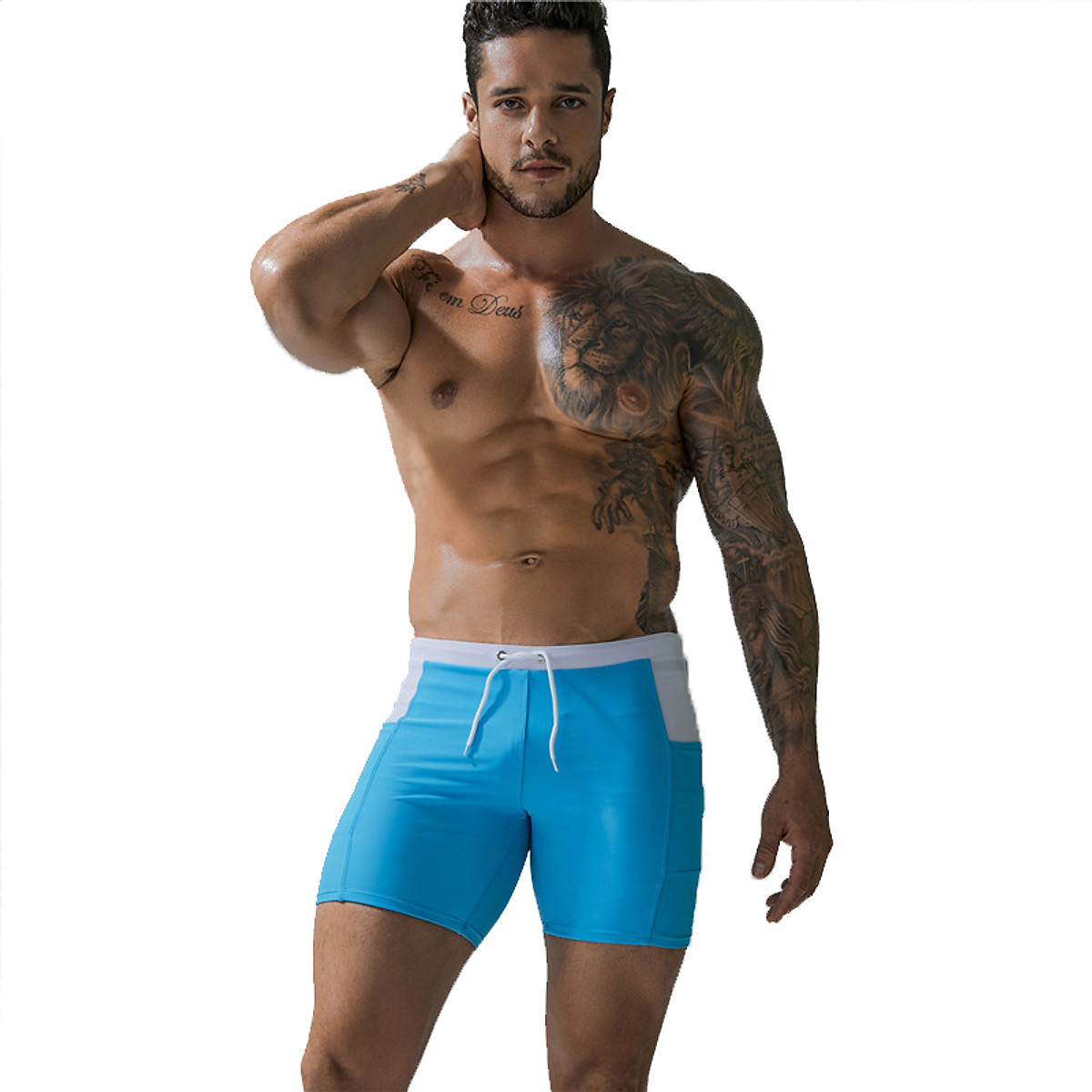 Quần Bơi Nam Boxer Có Túi CLEACCO DEENYT Chất Liệu Nylon Cao Cấp , Chống Thấm , Nhanh Khô Form Fitness Thời Trang (Tặng kèm nón bơi + bịt tai silicon) - Hàng Chính Hãng
