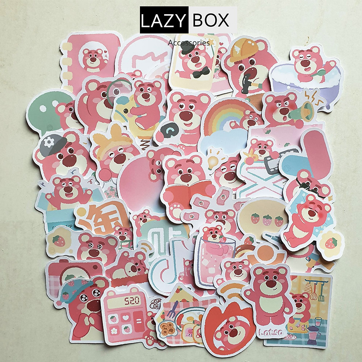 Mua Sticker hình dán Gấu dâu lotso tông màu pastel dễ thương cute ...