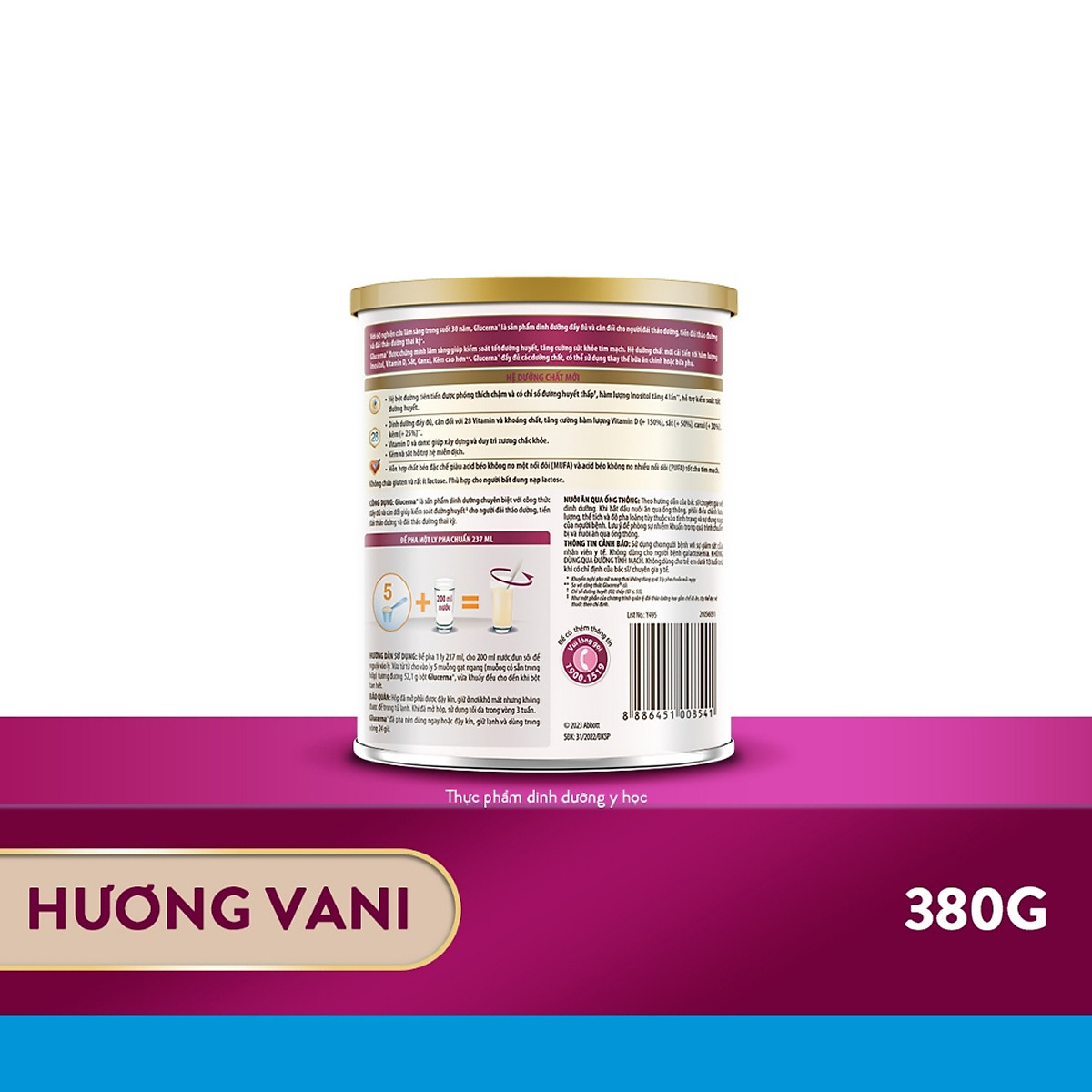 Sữa Bột Dành Cho Người Bị Tiểu Đường Glucerna Abbott Hoa Kì Hương Vani 380g/400g