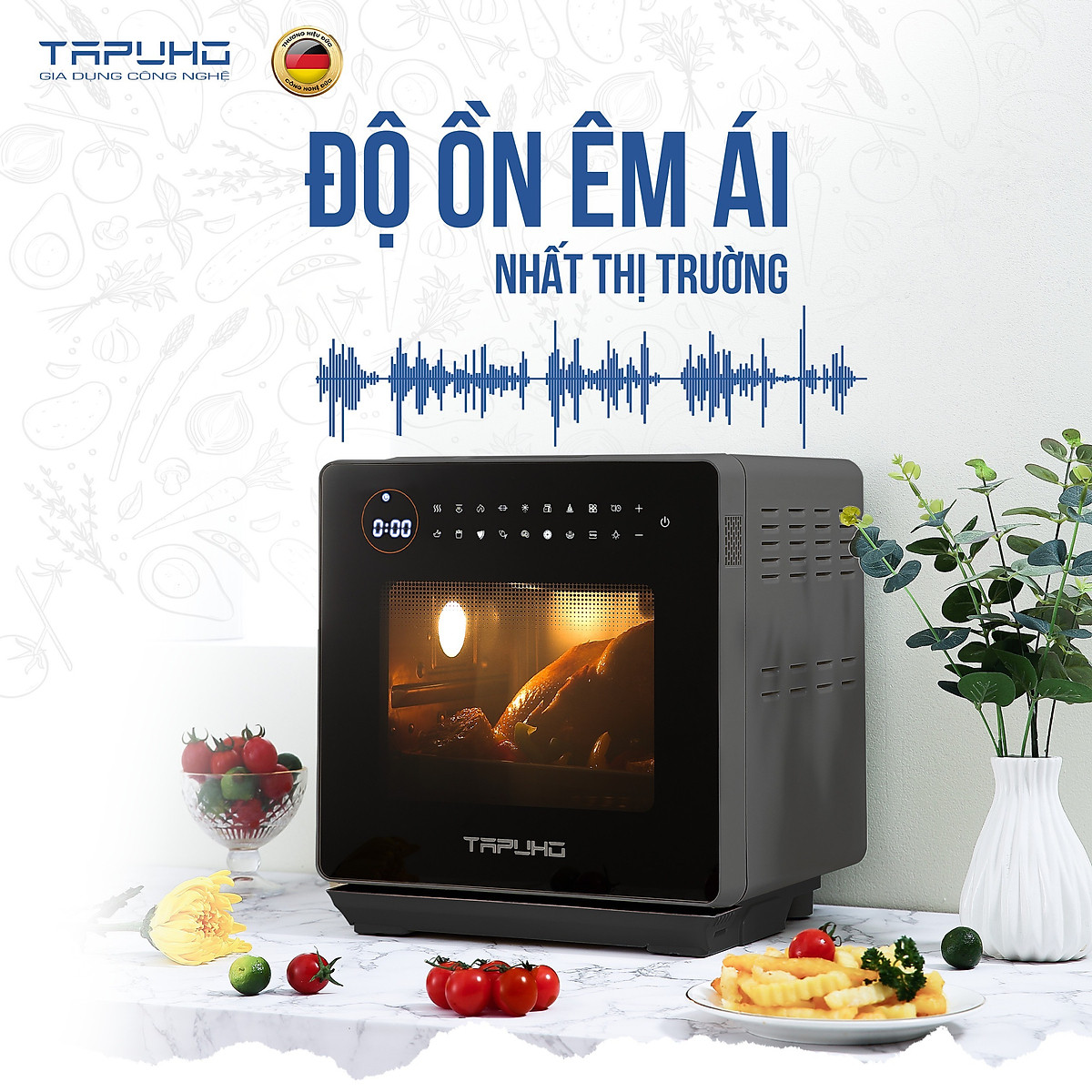 Nồi chiên hơi nước cao cấp TAPUHO TSF16 - Thương hiệu Đức - 2.800w - 16 lít - BH 2 năm