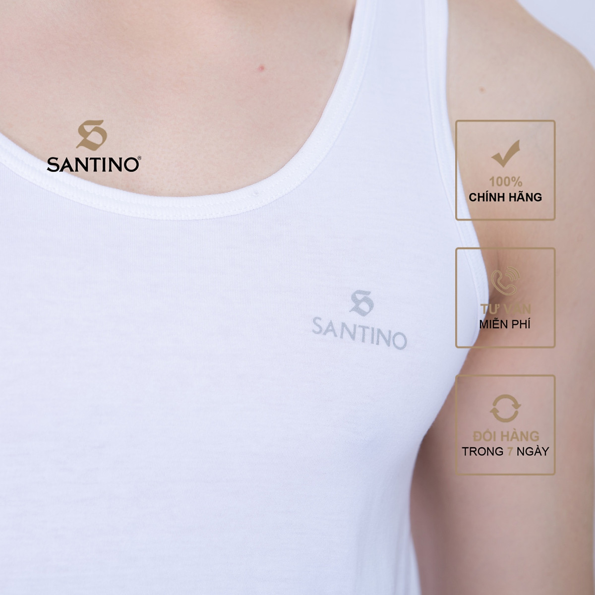 Áo thun nam ba lỗ Santino chất liệu Cotton thoải mái, năng động, thấm hút tốt, phù hợp mọi lứa tuổi TSB135B501