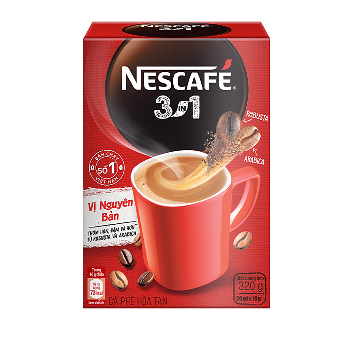Cà phê hoà tan NESCAFÉ 3IN1 VỊ NGUYÊN BẢN - công thức cải tiến (hộp 20 gói x 16g )