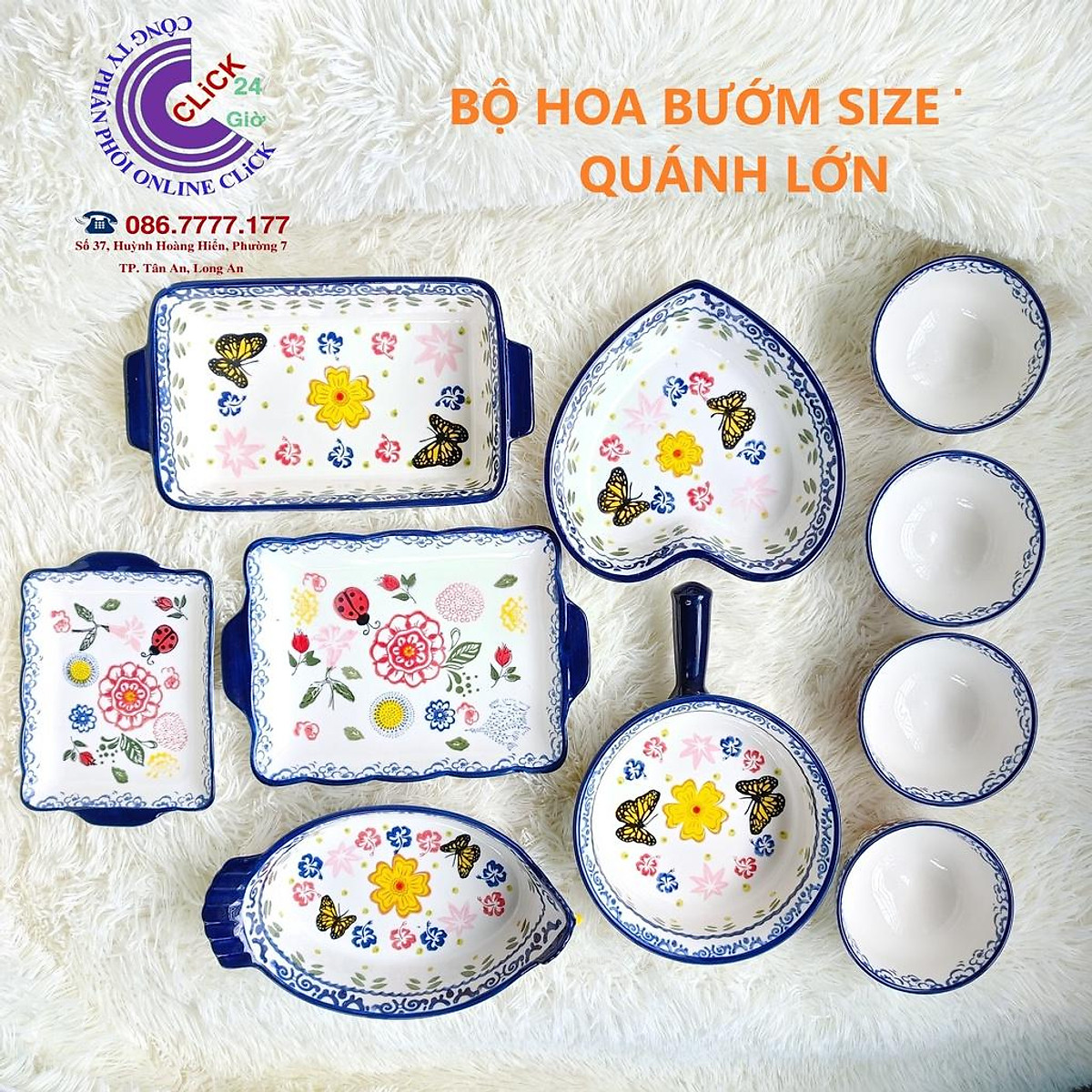Sét 10 Món Mâm Cơm Chén Tô Dĩa Họa Tiết Hoa Lá Bướm Viền Xanh Gốm Sứ Cao Cấp Hàng Khử Chì Siêu Sang Đỉnh Cao Chế Tác