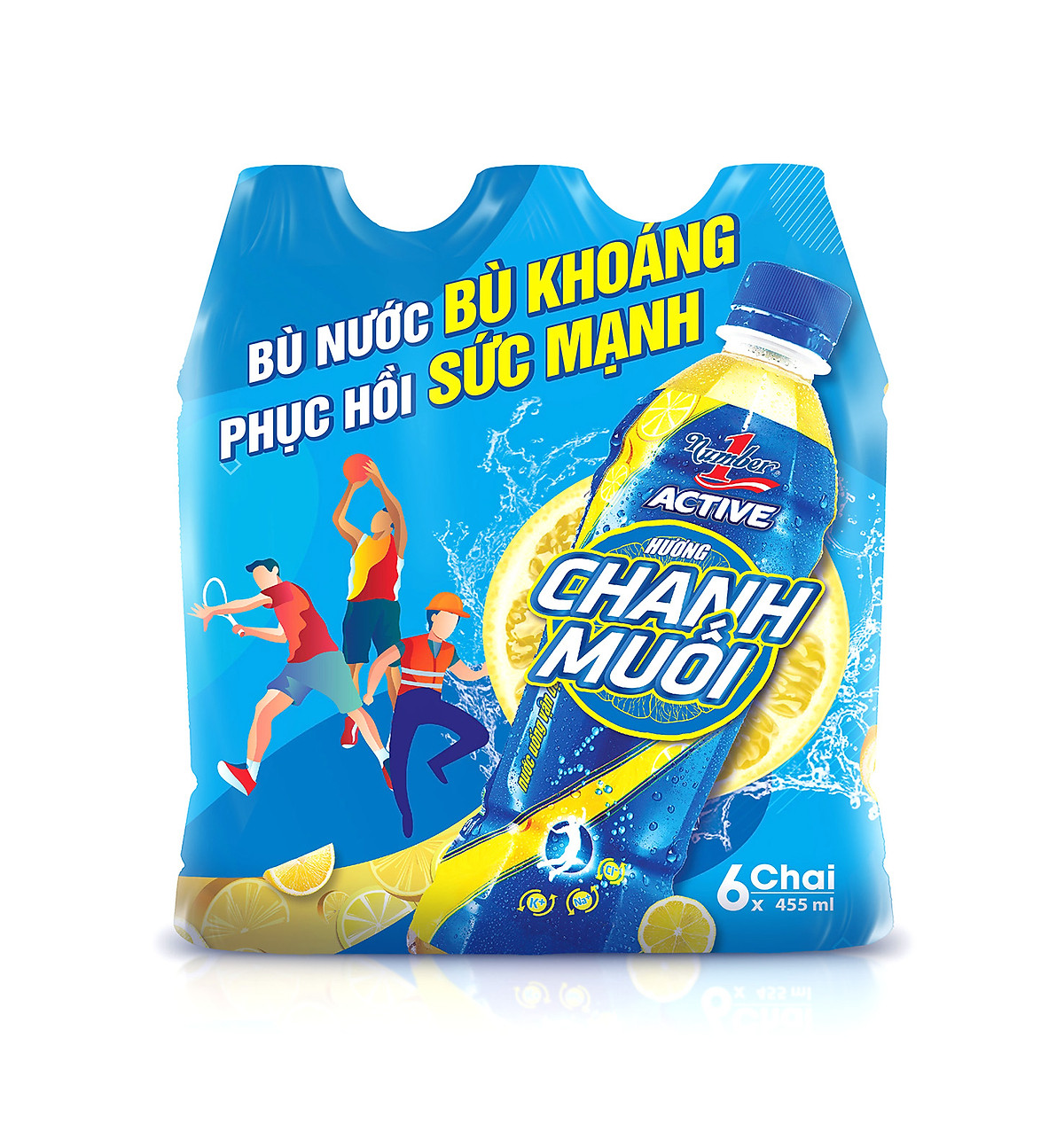 Thùng 24 chai Nước uống vận động Number 1 Active hương chanh muối chai PET 455 ml