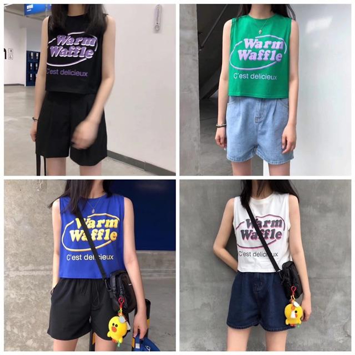 Áo croptop tanktop nữ dưới 60kg - Warm Waffle
