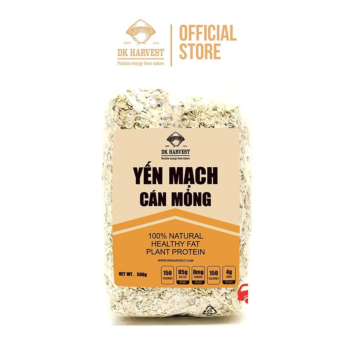 Yến mạch nguyên hạt cán mỏng DK Harvset nhập khẩu ÚC - Thích hợp cho bé ăn dặm từ 6 tháng tuổi - Túi 500g