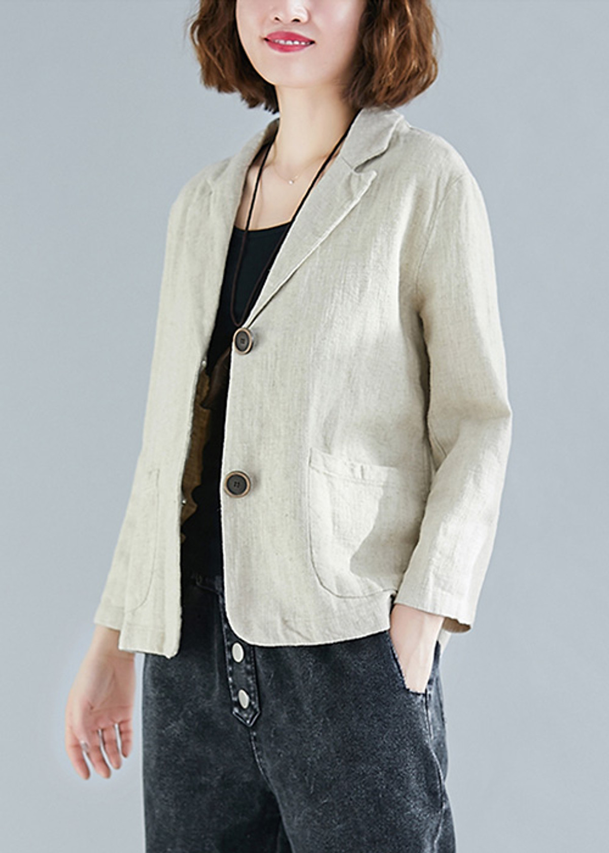 Áo vest Blazer Linen nữ 1 lớp chất vải linen mềm mại thời trang thu đông   Lazadavn