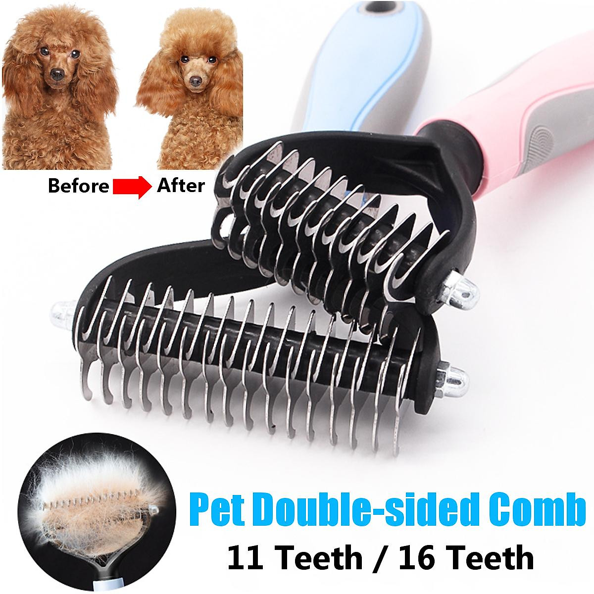 Mua S/L 11/16 Teeth Double Side Stainless Steel Pet Fur Brush for Shedding Cat Grooming Comb Tools Hair Pet Trimmer Clipper Mua S/L 11/16 Teeth Double Side Stainless Steel Pet Fur Brush for Shedding Cat Grooming Comb Tools Hair Pet Trimmer Clipper