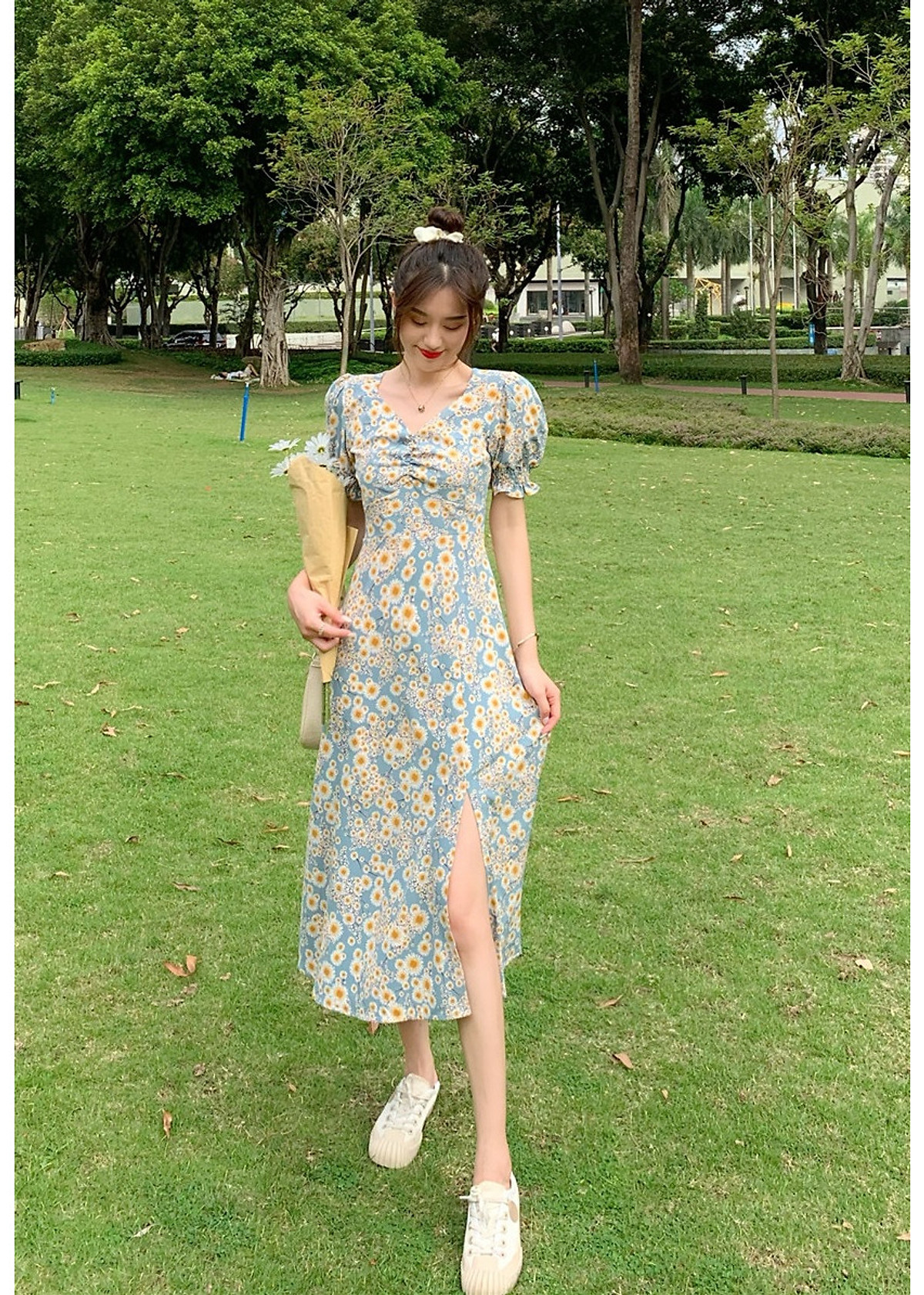 Bán Đầm Hoa Cúc Tím Ngọt Ngào Đáng Yêu Kiểu Pháp Cho Nữ giá chỉ 287500   Review ZimKen