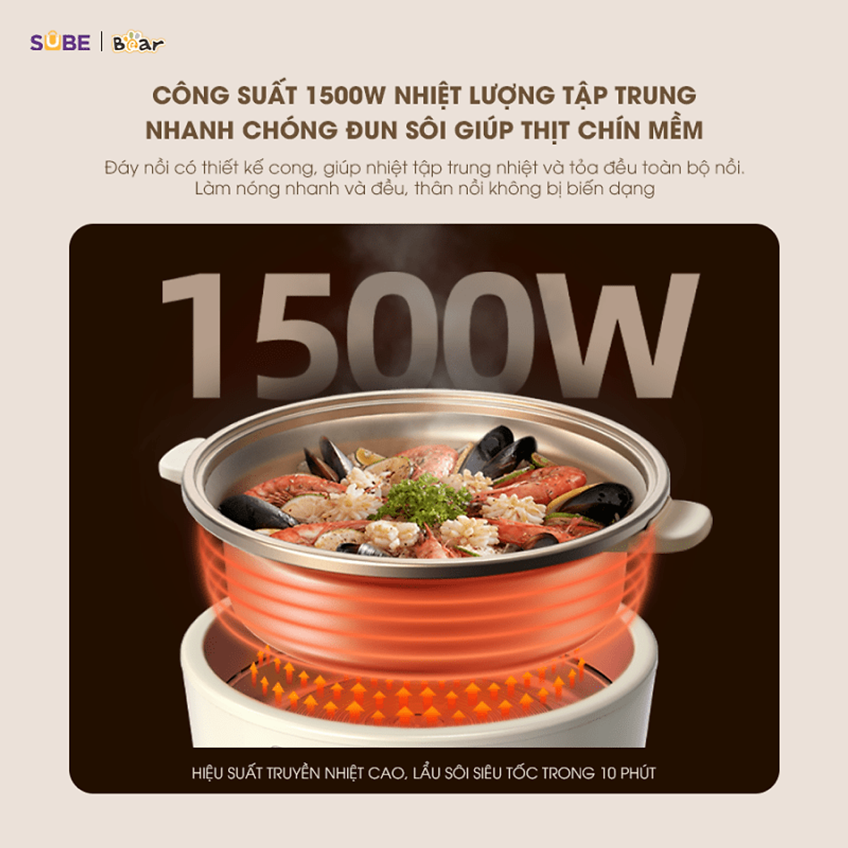 Nồi lẩu Bear SB-NL05F 5L (1500W) - Hàng chính hãng