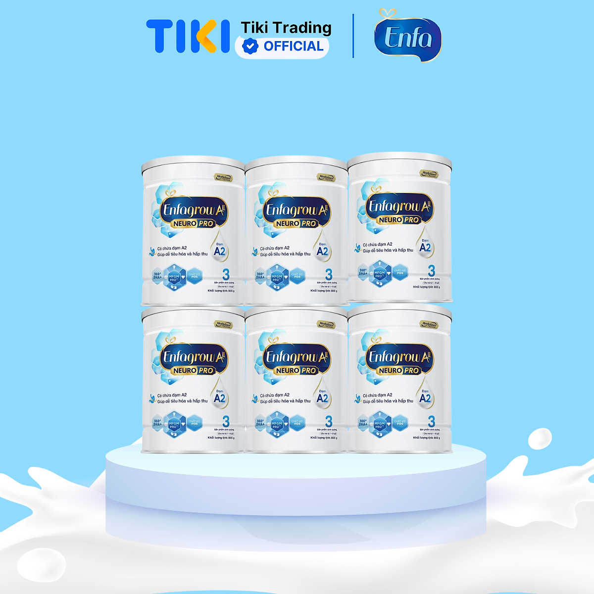 Combo 6 lon sữa bột Enfagrow A2 Neuropro 3 cho trẻ từ 1 – 6 tuổi – 800g