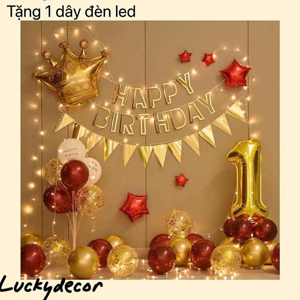 Tặng Đèn Led Ngôi Sao Set Bóng Happy Birthday Trang Trí Sinh Nhật Đủ Phụ  Kiện MS852