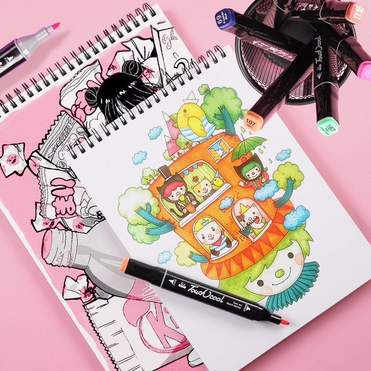 Bút màu Marker Touch Cool họa cụ tô màu dạ vẽ tranh anime Bộ 48 chi Bút Màu Marker Touch Cool Họa Cụ Tô Màu Dạ Vẽ Tranh Anime Bộ 48 Chi
