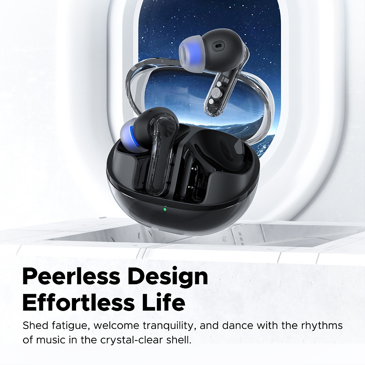Tai nghe True Wireless SoundPEATS Clear | Trong suốt Trendy | Mic Kép ENC | Bluetooth 5.3 - Hàng Chính Hãng
