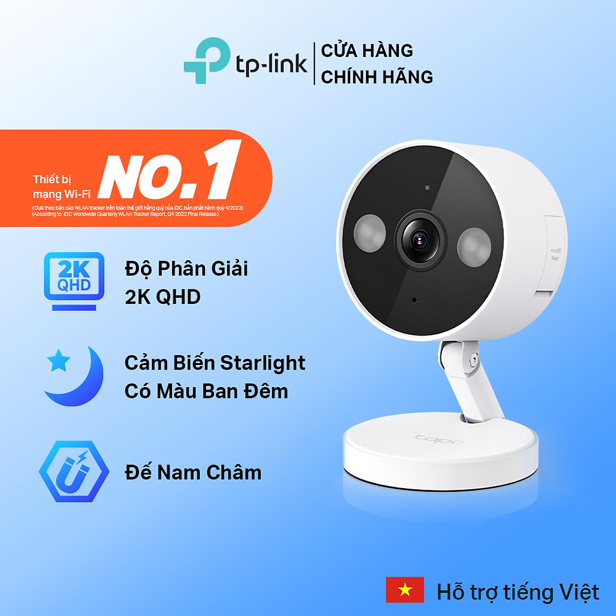 Camera Wifi TP-Link Tapo C120 Trong Nhà/ Ngoài Trời Chống Nước, Đế Nam Châm, Độ Phân Giải 2K QHD - Hàng Chính Hãng