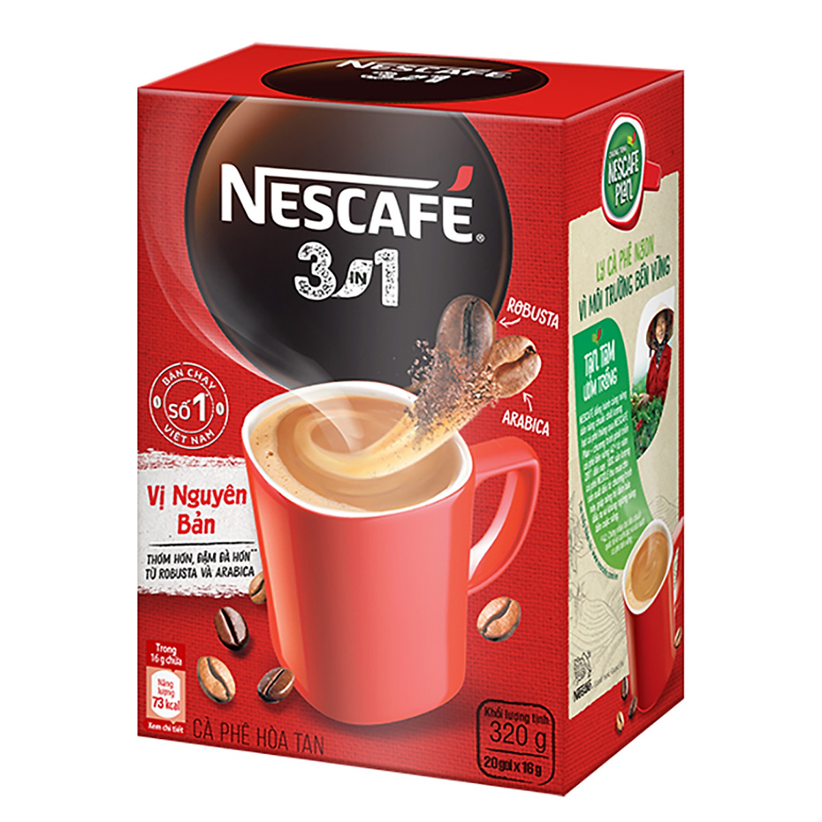 Cà phê hoà tan NESCAFÉ 3IN1 VỊ NGUYÊN BẢN - công thức cải tiến (hộp 20 gói x 16g )