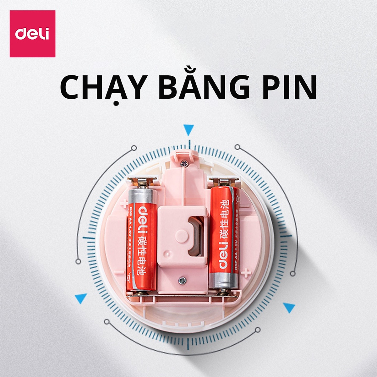 Máy hút bụi mini không dây cầm tay nhỏ nhắn tiện dụng Deli - Lực hút ổn đinh - Phù hợp vệ sinh bàn phím, laptop, góc học tập, nhà bếp, ô tô - Trắng / Xanh dương - Hàng chính hãng -18883