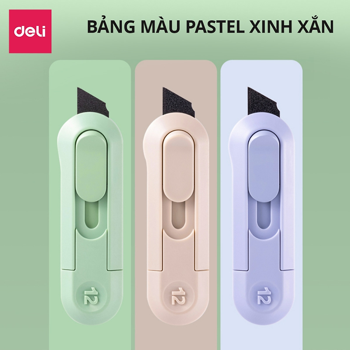 Dao Rọc Giấy Mini Deli Rọc Giấy Lưỡi SK5 Chống Gỉ Sắc Bén Lưỡi Dao Tự Thu Dao Rọc Giấy Unbox Học SInh Văn Phòng