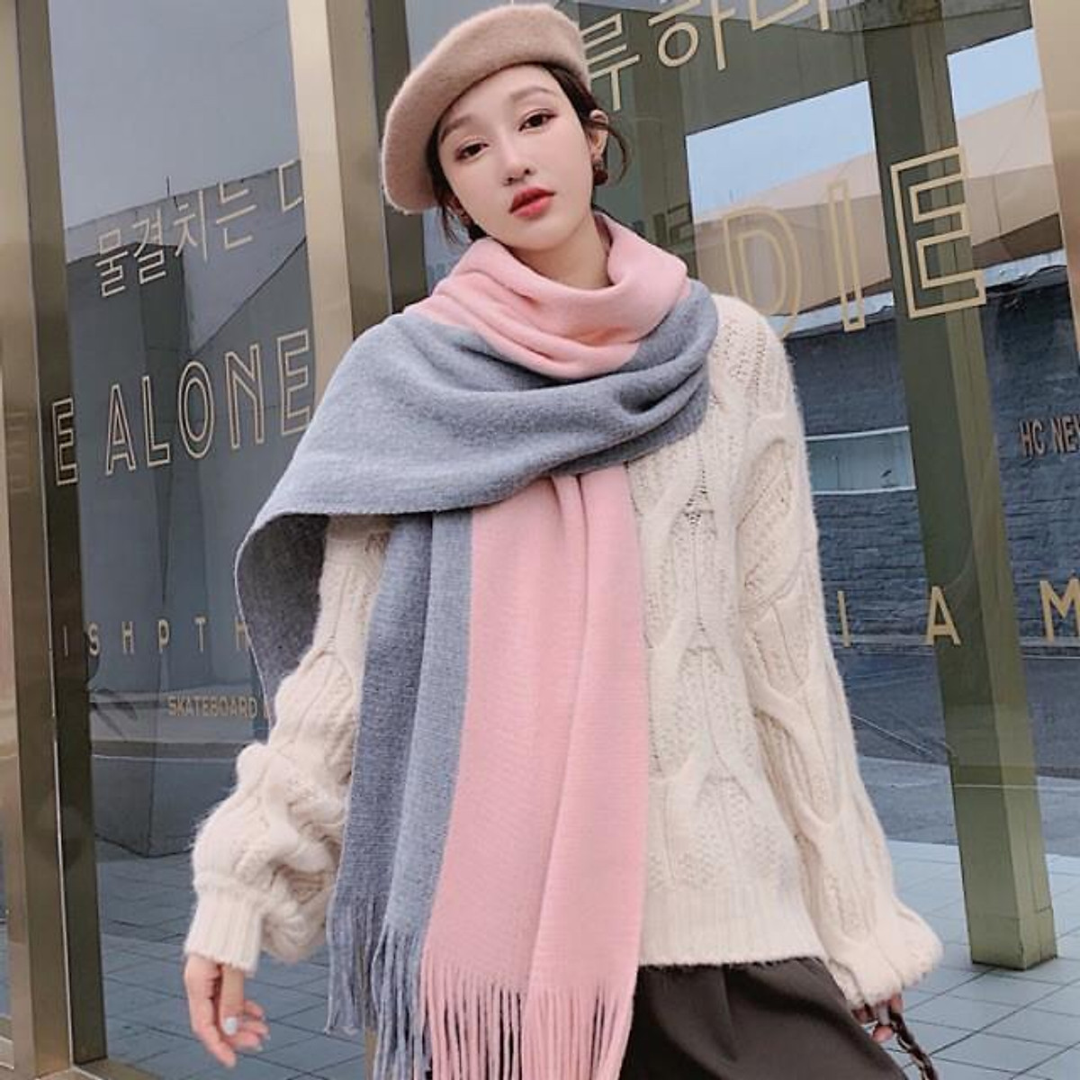 Khăn quàng cổ nam nữ cao cấp chất len mỏng nhẹ bản to nhiều màu siêu đẹp chất Len Ullzang RIN Phong Cách Hàn Quốc giá rẻ