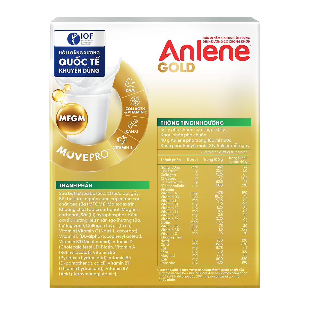 Combo 2 TPBS Anlene Gold hương vani 1.2kg tặng nồi inox
