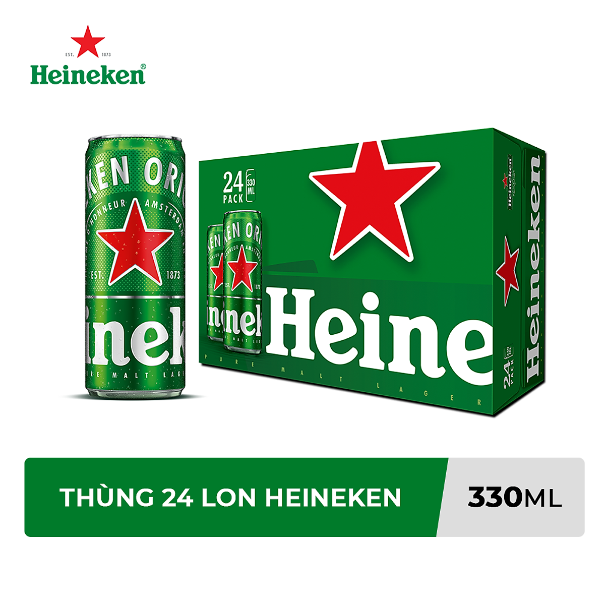 Thùng 24 lon bia Heineken (330ml / Lon) - Bia Nội Địa