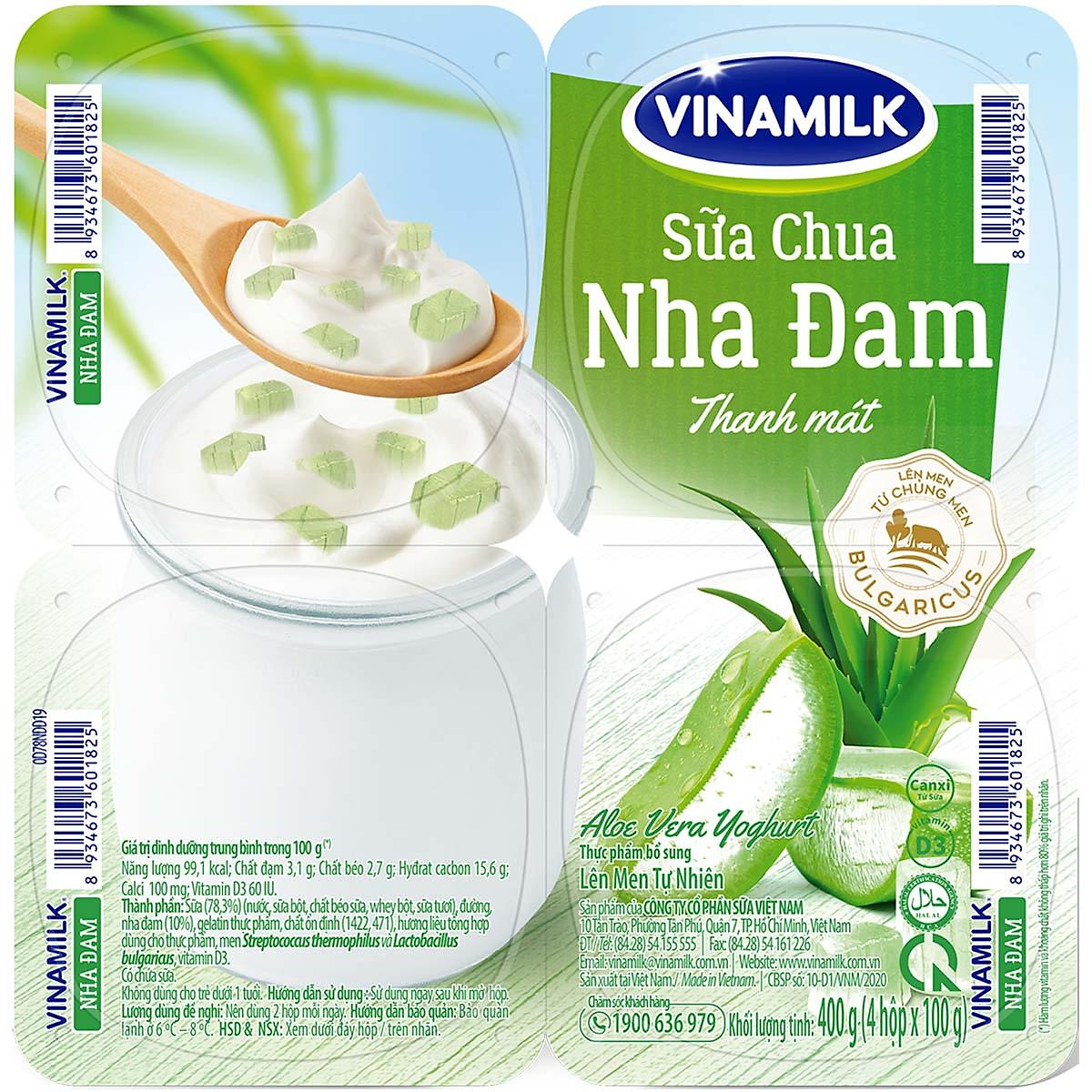 Sữa Chua Ăn Vinamilk Vị Nha Đam - Vỉ 4 Hộp x 100g - Sữa chua, phô mai