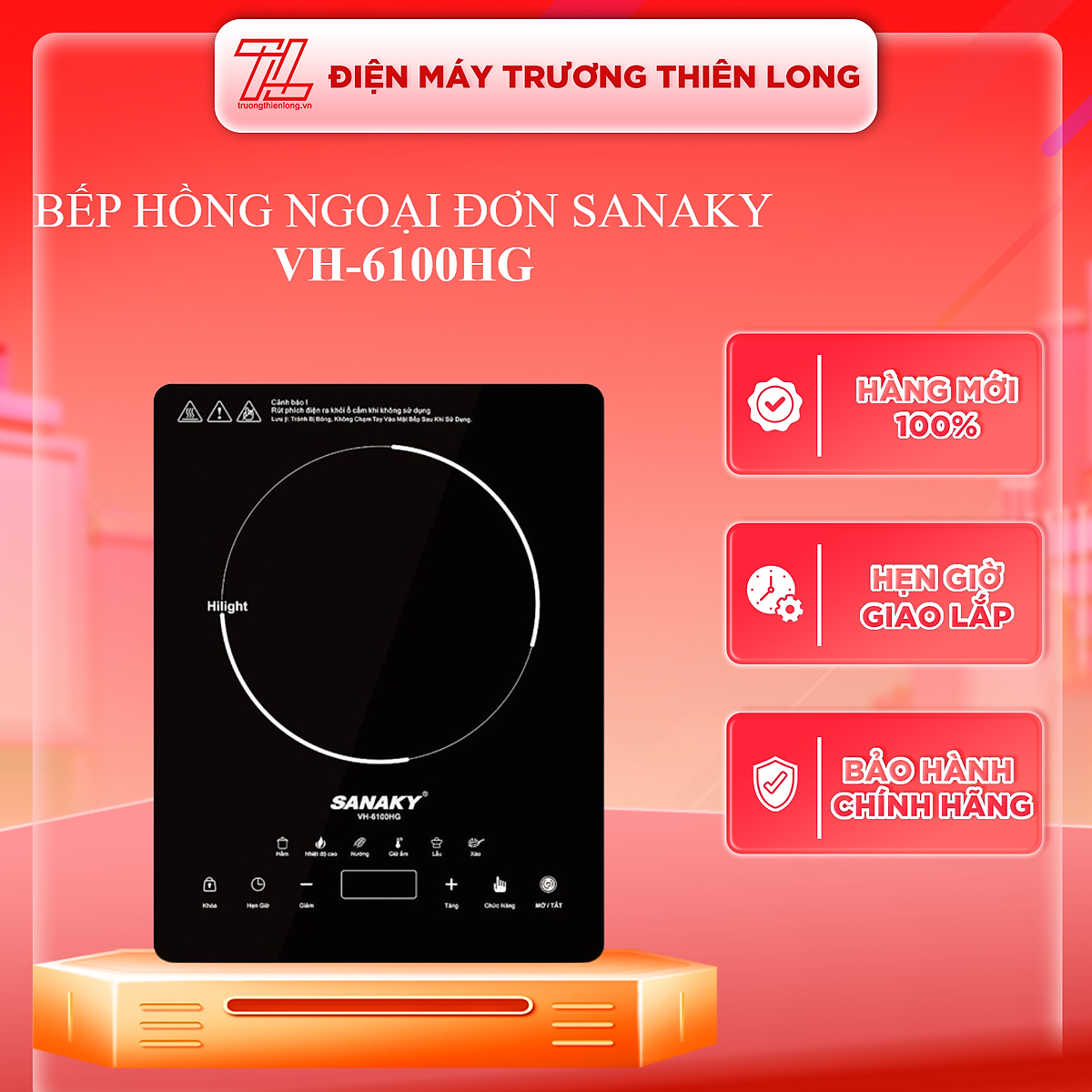 Bếp hồng ngoại đơn Sananky VH-6100HG 2000W tiện lợi [Hàng chính hãng ] - bảo hành 12 tháng