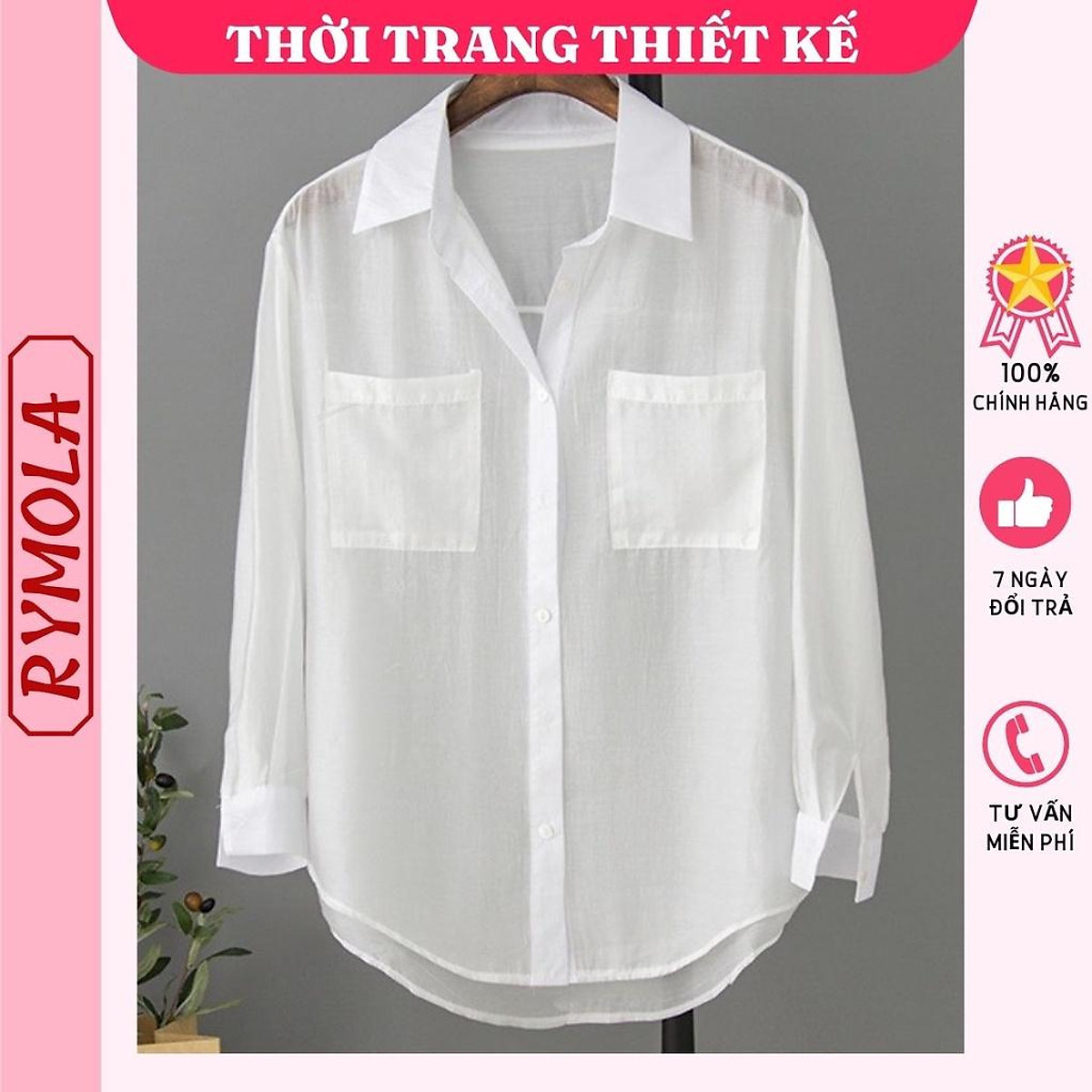 Áo Sơ Mi Nữ From Rộng Mola Chất Đũi Kiểu Công Sở Dài Tay Phồng 2