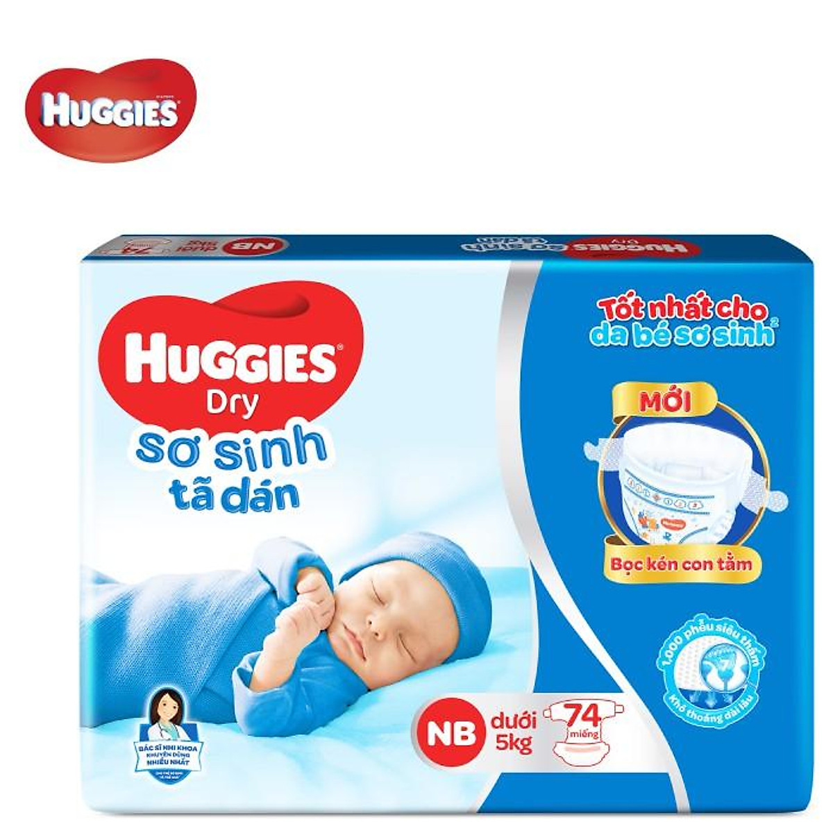 Tã dán sơ sinh Huggies NB74 (dưới 5kg) - Gói 74 miếng
