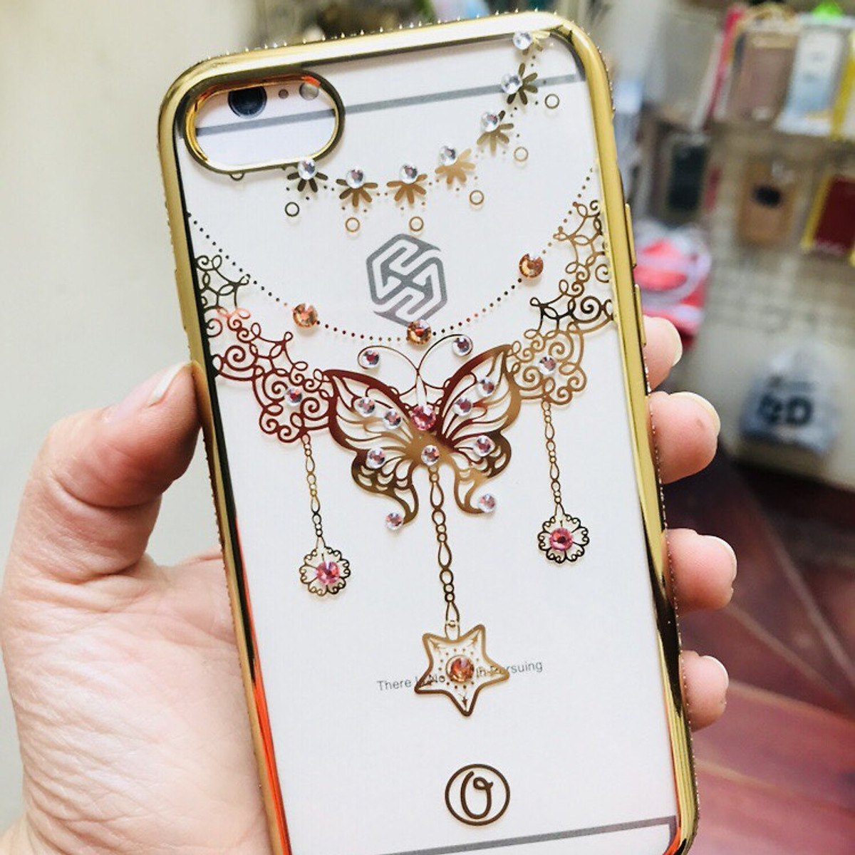 Ốp lưng cho Iphone 7/8 in hình bướm đính đá đẹp mắt - Viền vàng ...