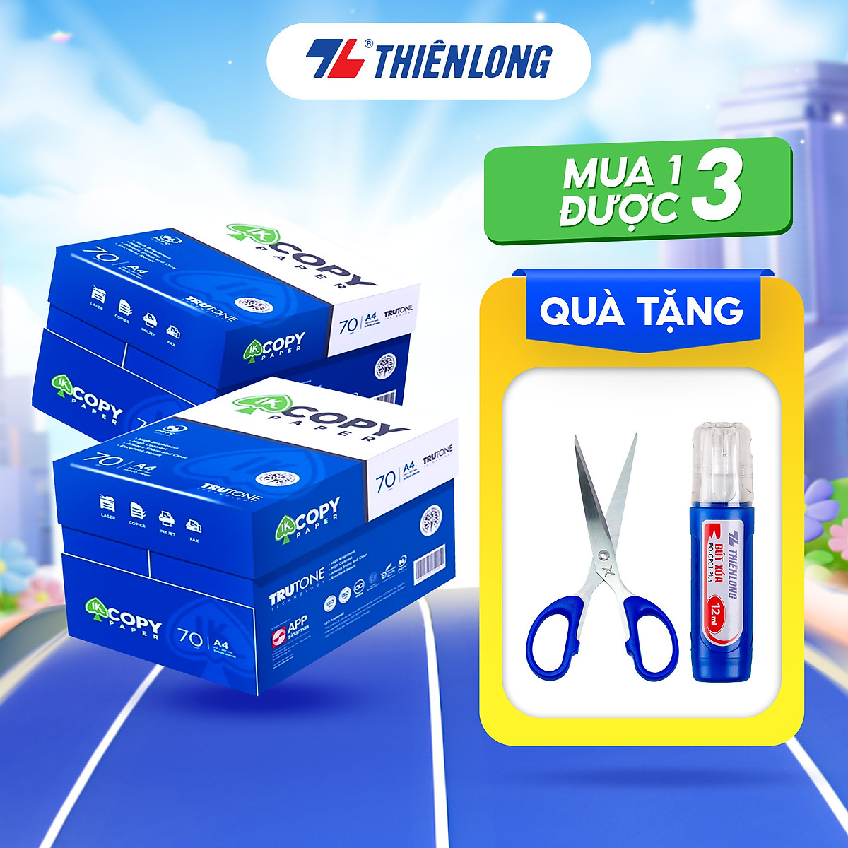 Combo 10 Ream Giấy Flexoffice A4 70 gsm - IK COPY PP-02 (500 TỜ/REAM) Tiện lợi hơn