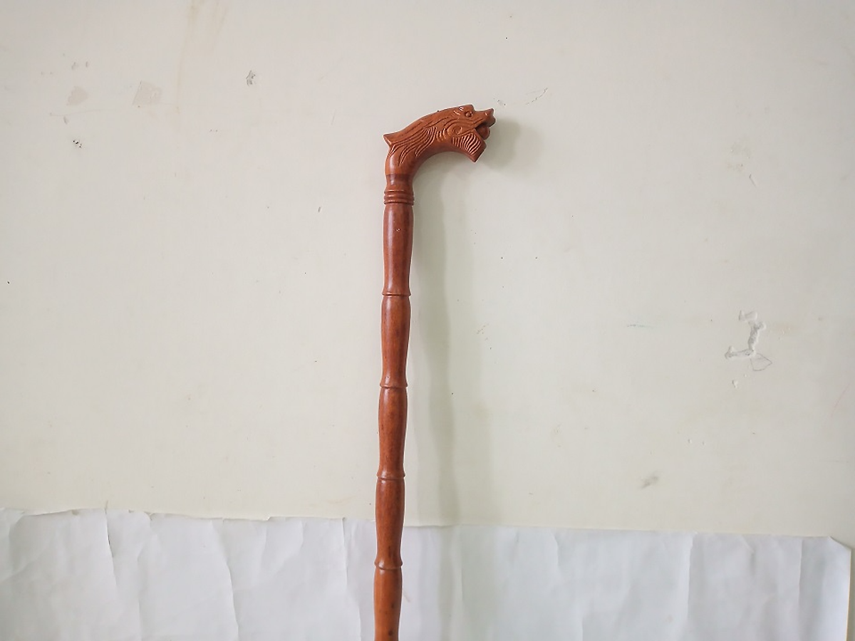 Gậy batoong đầu rồng thân đốt trúc gỗ hương